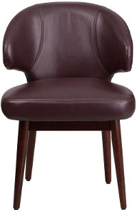 Burgandy Leather Reception Lounge Office Chair-4