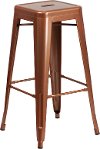 Backless Copper Metal Square Seat 30 Inch Bar Stool