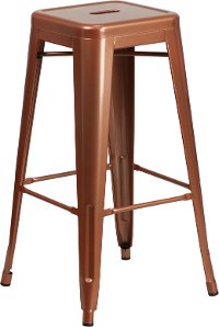 Backless Copper Metal Square Seat 30 Inch Bar Stool