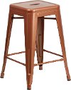 Backless Copper Metal 24 Inch Counter Height Stool