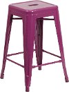 Backless Purple Metal 24 Inch Counter Height Stool