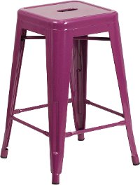 Backless Purple Metal 24 Inch Counter Height Stool