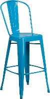Crystal Blue Metal 30 Inch Bistro Bar Stool