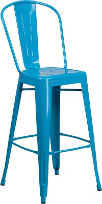 Crystal Blue Metal 30 Inch Bistro Bar Stool
