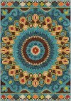 8 x 11 Large Blue and Green Indoor-Outdoor Area Rug - Veranda