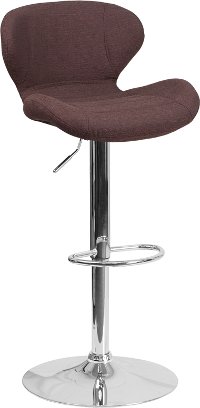 Contemporary Brown Fabric Adjustable Bar Stool