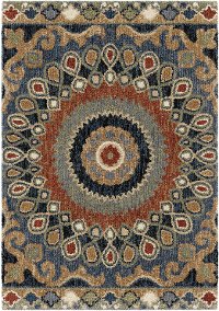5 x 8 Medium Blue, Red, and Green Area Rug - Wild Weave