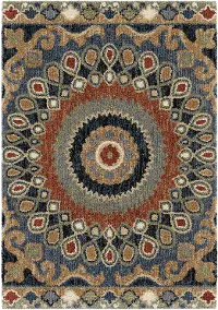 4412/5X8/WILDWEAVE 5 x 8 Medium Blue, Red, and Green Area Rug - Wild Weave