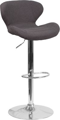 Contemporary Black Fabric Adjustable Bar Stool