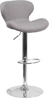 Contemporary Gray Fabric Adjustable Bar Stool