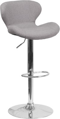 Contemporary Gray Fabric Adjustable Bar Stool