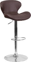 Contemporary Brown Vinyl Adjustable Bar Stool