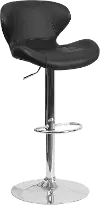 Contemporary Black Vinyl Adjustable Bar Stool
