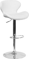 Contemporary White Vinyl Adjustable Bar Stool