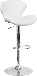 Contemporary White Vinyl Adjustable Bar Stool