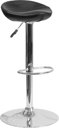 Contemporary Backless Black Vinyl Adjustable Bar Stool