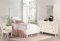 White Twin 6 Piece Canopy Bedroom Set - Traditional Manor