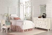 White Twin 6 Piece Canopy Bedroom Set - Traditional Manor