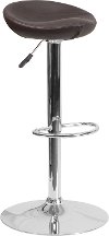 Contemporary Backless Brown Vinyl Adjustable Bar Stool