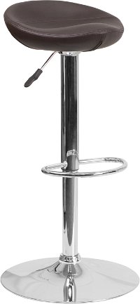 Contemporary Backless Brown Vinyl Adjustable Bar Stool