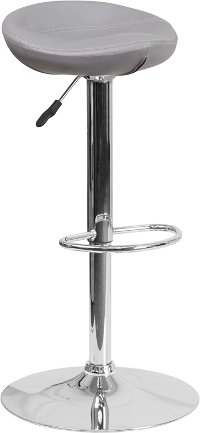 Contemporary Backless Gray Vinyl Adjustable Bar Stool