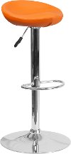 Contemporary Backless Orange Vinyl Adjustable Bar Stool