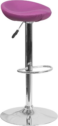 Contemporary Backless Purple Vinyl Adjustable Bar Stool