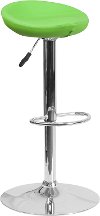Contemporary Backless Green Vinyl Adjustable Bar Stool