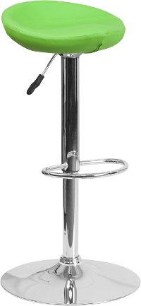 Contemporary Backless Green Vinyl Adjustable Bar Stool