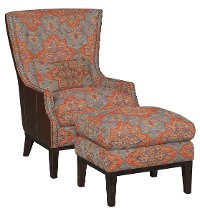 Serapi Patriot Blue & Red Chair & Ottoman - Silas