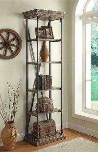 25 Inch Rustic Hylas Medium Brown Bookcase - Corbin