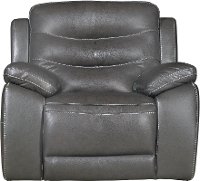 Charcoal Gray Leather-Match Power Glider Recliner - Shawn