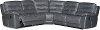 Charcoal Gray Leather-Match 5 Piece Power Reclining Sectional - Shawn
