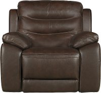 Brown Leather-Match Power Glider Recliner - Shawn
