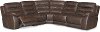 Brown Leather-Match 5 Piece Power Reclining Sectional - Shawn