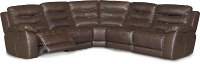 Brown Leather-Match 5 Piece Power Reclining Sectional - Shawn