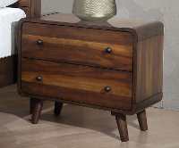 Walnut Brown Mid-Century Modern Nightstand - Yasmin