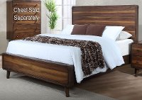 Mid-Century Modern Walnut Brown King Size Bed - Yasmin
