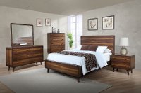 Walnut Brown Mid-Century Modern 6 Piece Queen Bedroom Set - Yasmin