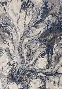 8 x 11 Large Gray and Blue Rug - Illusions