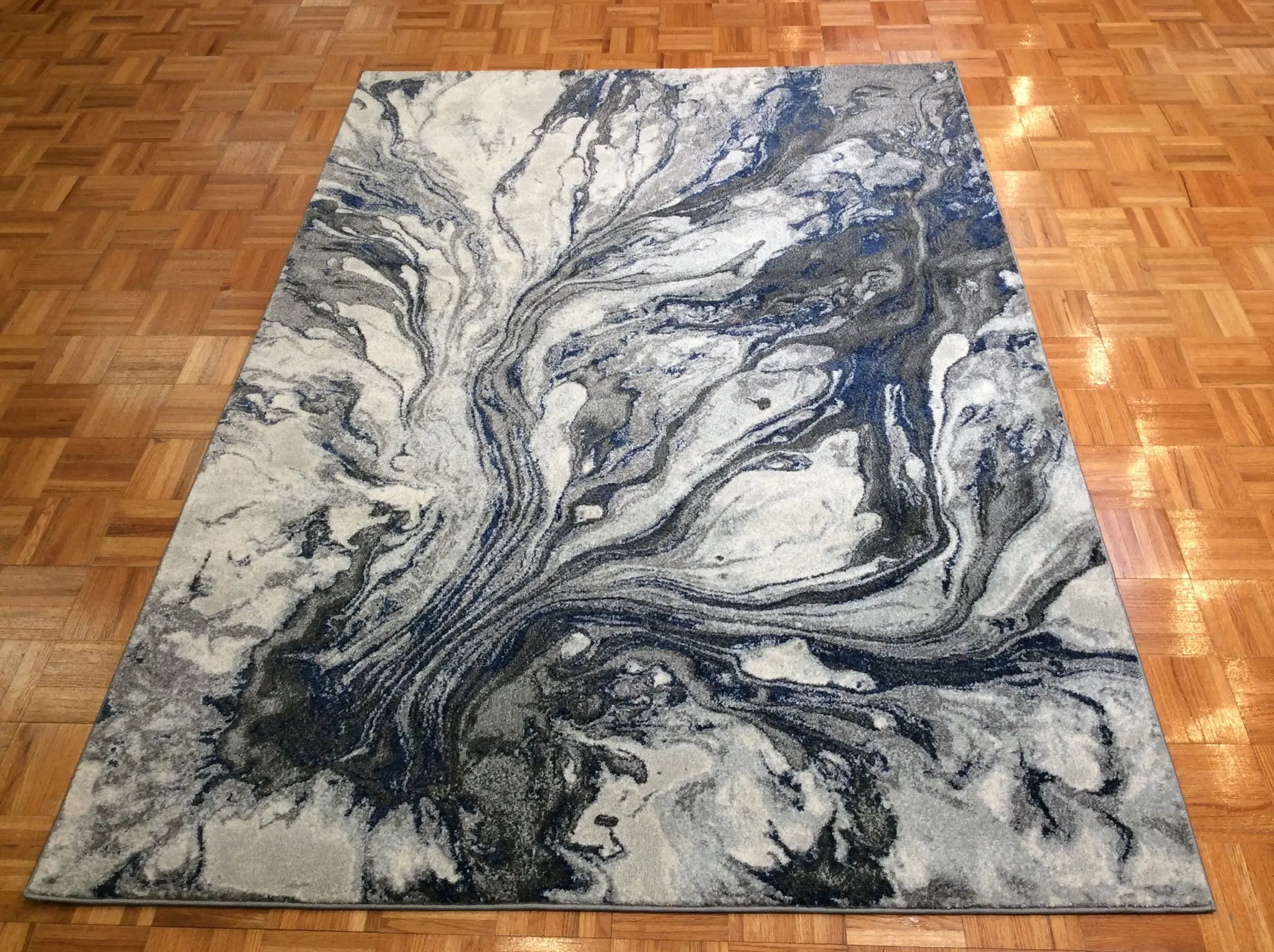8 x 11 Large Gray and Blue Rug - Illusions-2