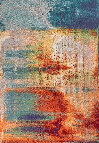 5 x 8 Medium Rust, Gray, and Blue Rug - Illusions