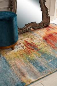 5 x 8 Medium Rust, Gray, and Blue Rug - Illusions-4