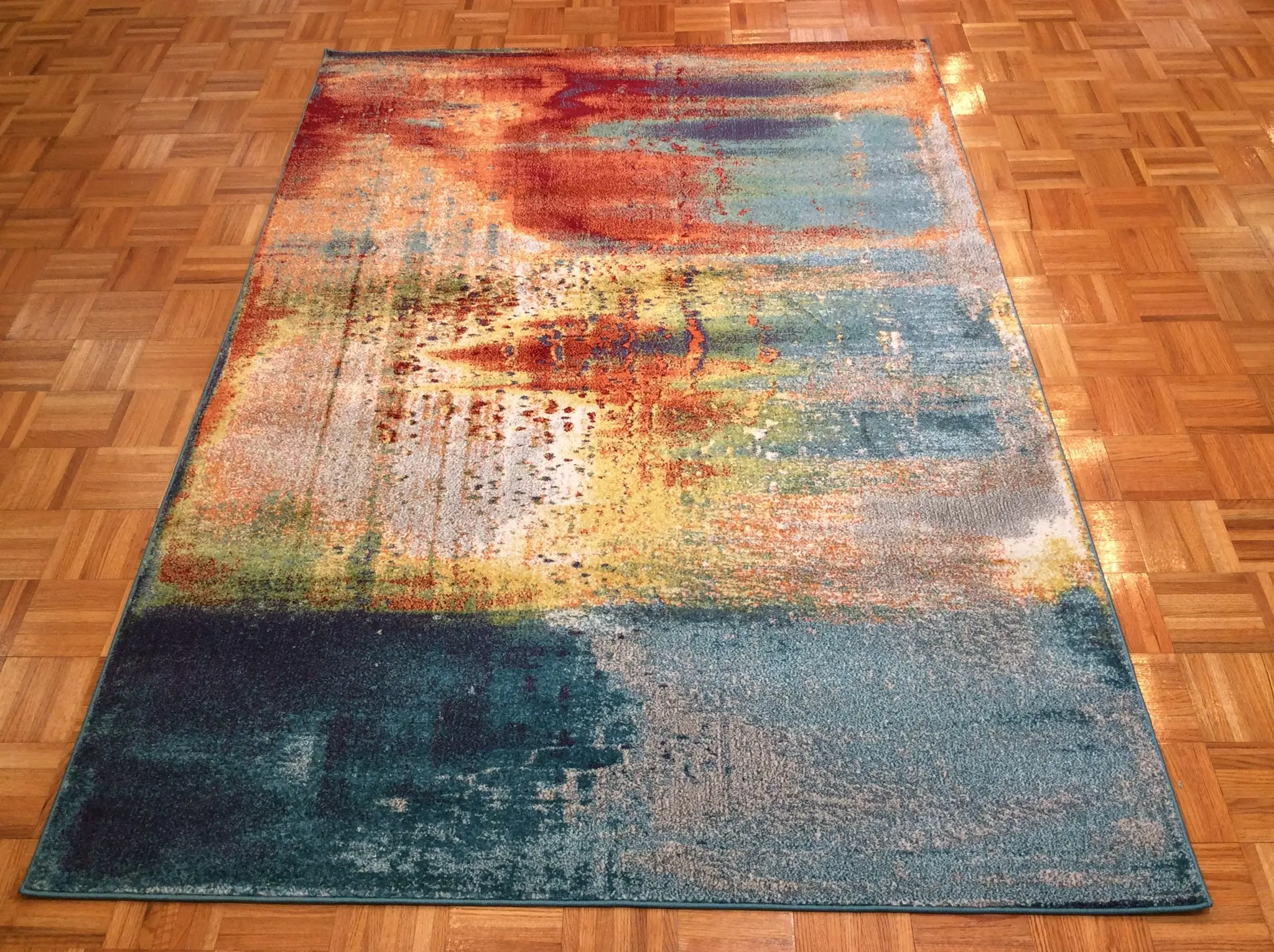 8 x 11 Large Rust, Gray, and Blue Rug - Illusions-3
