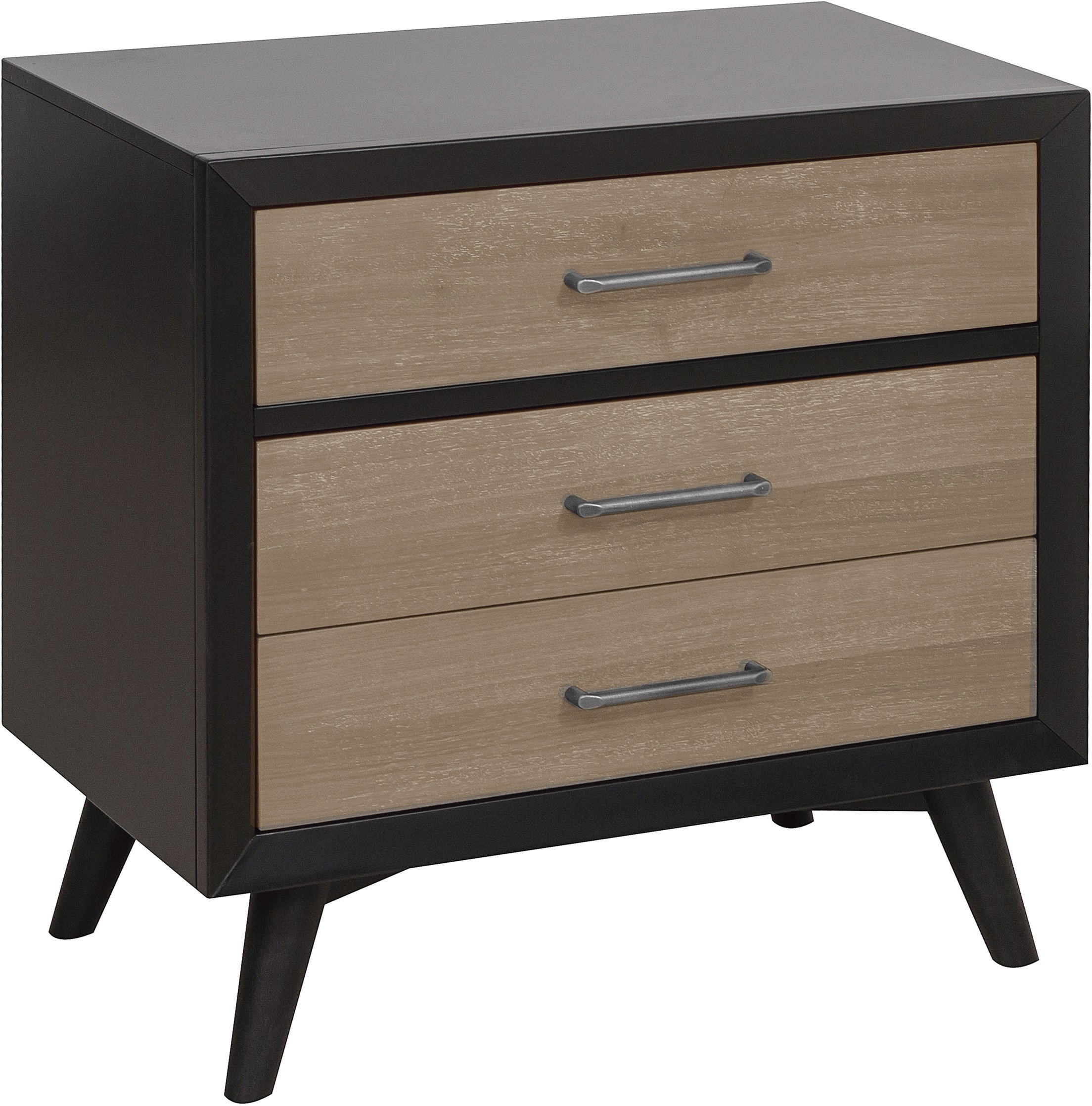 Contemporary Gray and Black Nightstand - Raku-2