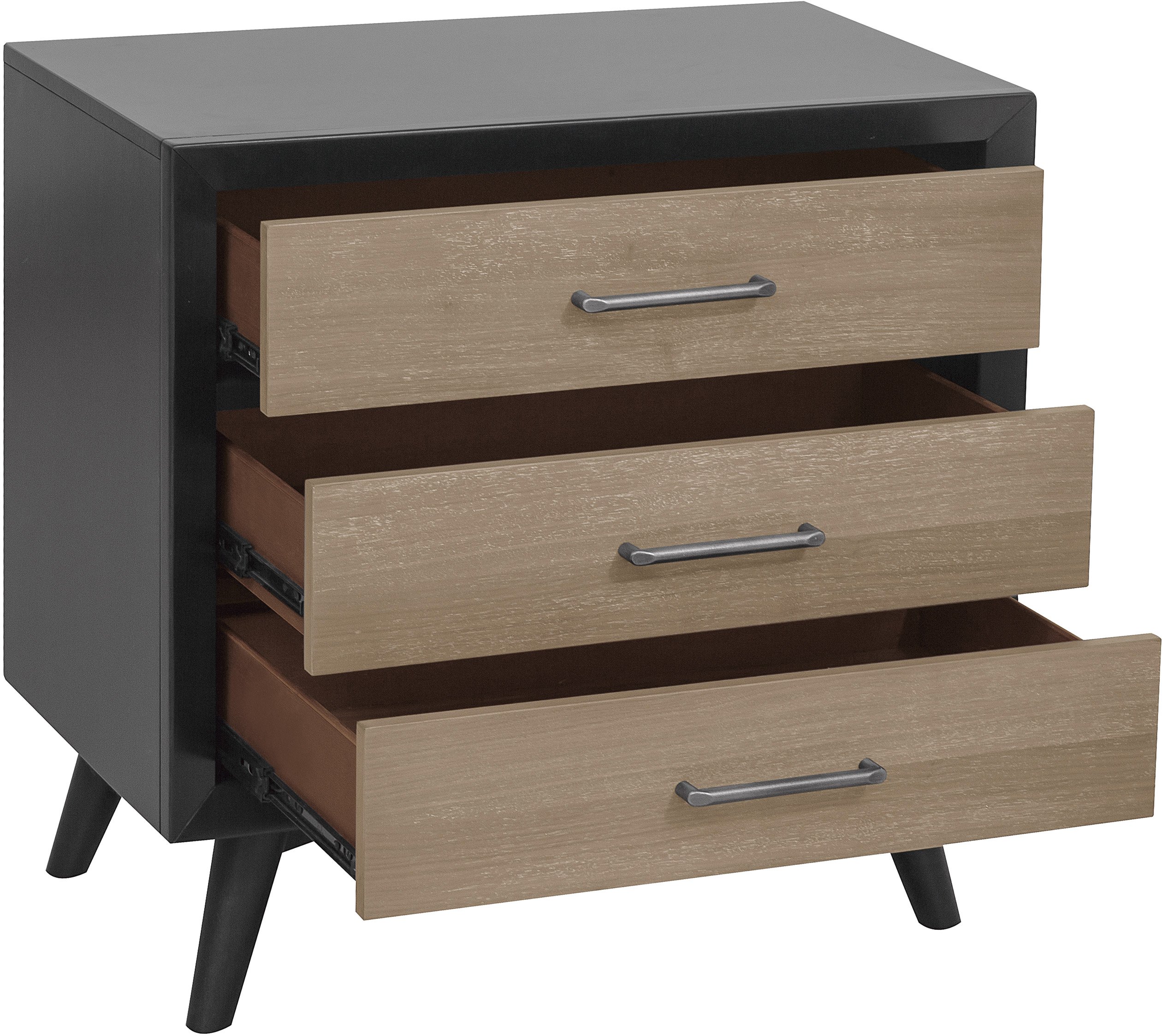 Contemporary Gray and Black Nightstand - Raku-3