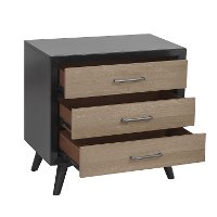 Contemporary Gray and Black Nightstand - Raku-3