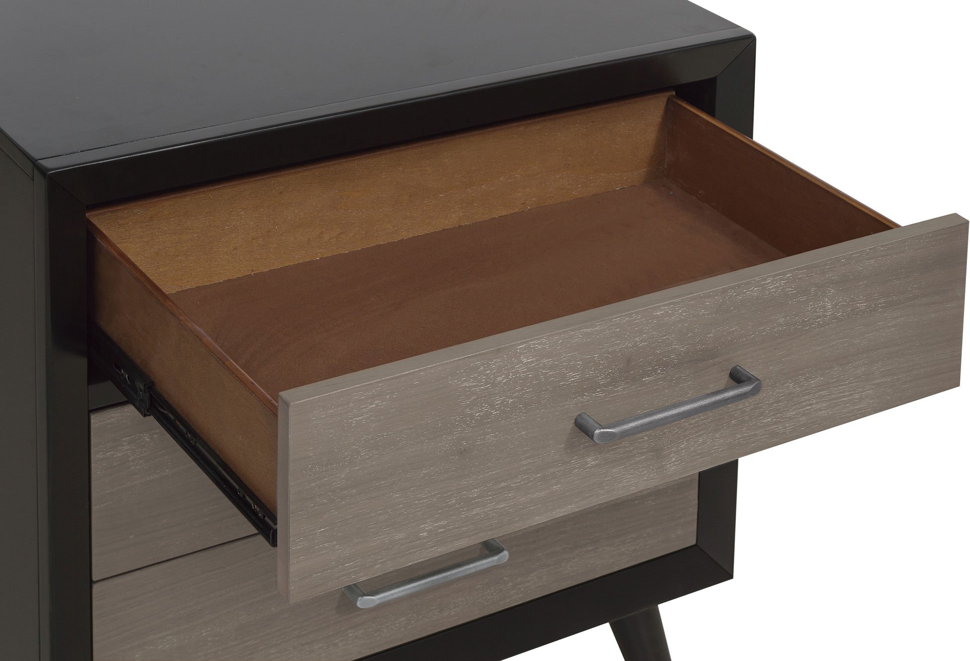 Contemporary Gray and Black Nightstand - Raku-4