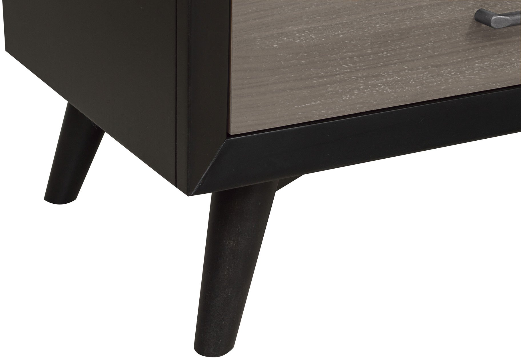 Contemporary Gray and Black Nightstand - Raku-5