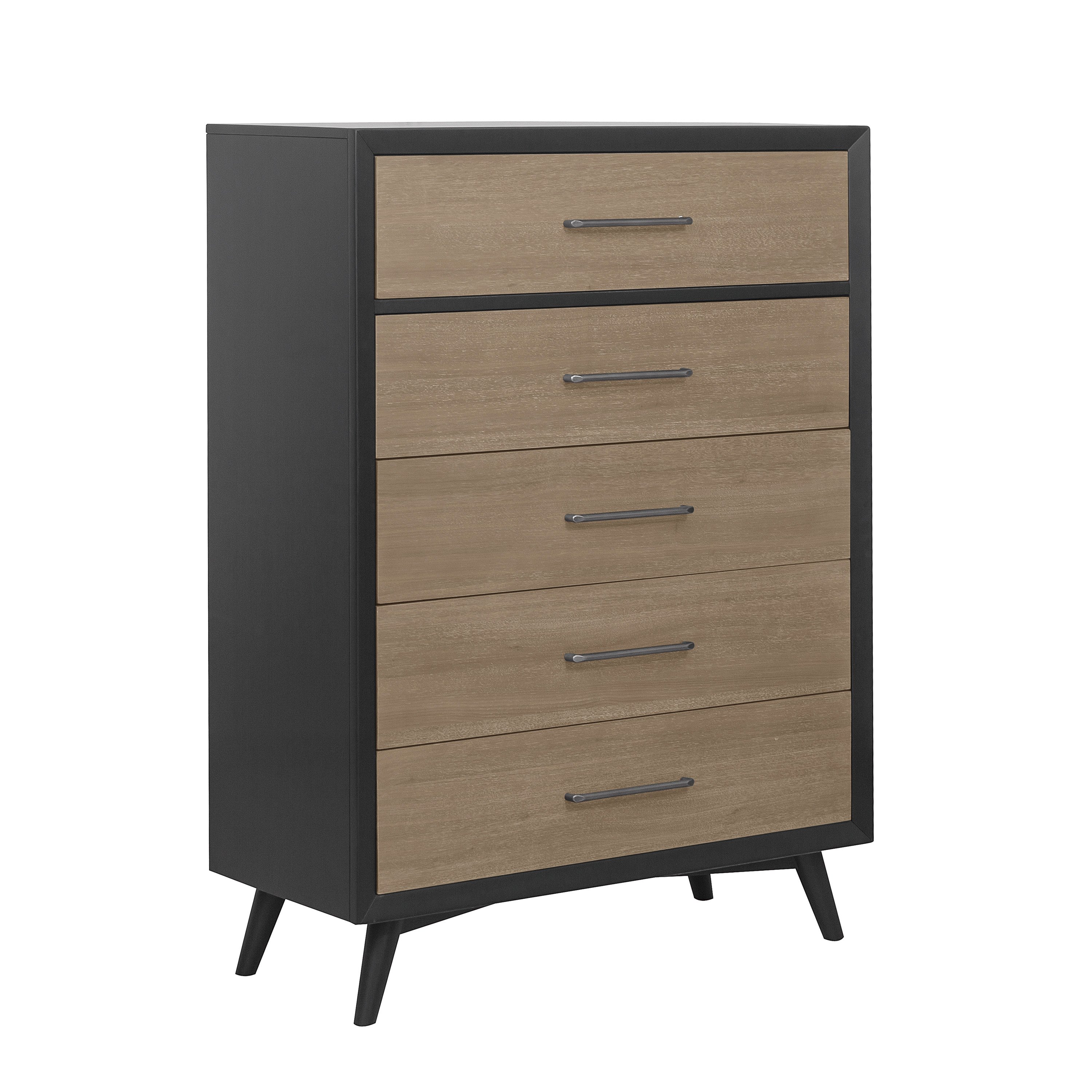 Contemporary Gray and Black Chest of Drawers - Raku-1